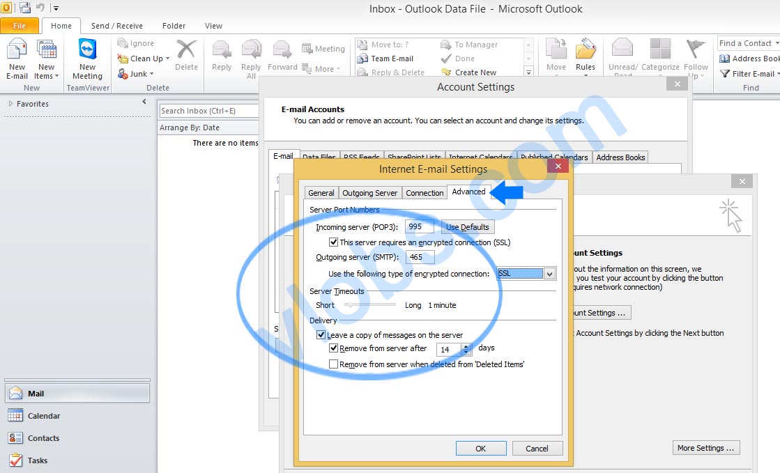 Cara Setting Email cPanel di Outlook 7