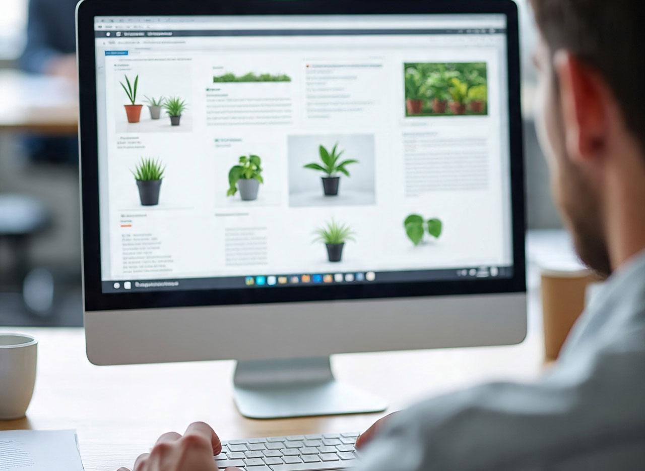 seorang pengusaha yang sedang mengedit website penjualanya