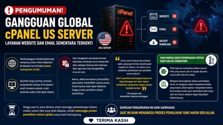 Gangguan Global cPanel Layanan Web dan Email Sementara Terhenti